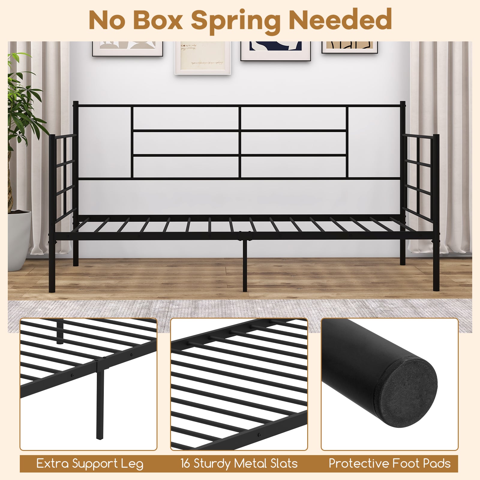 Single Size Daybed with Arms and Back