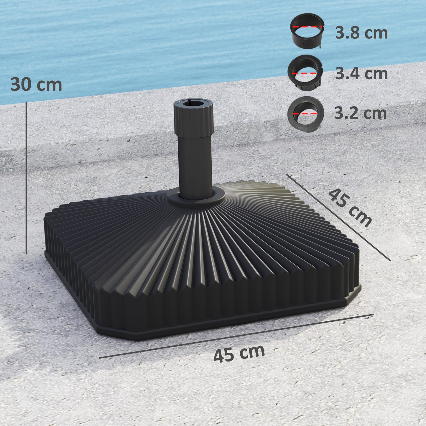 Outsunny Patio Umbrella Stand, Heavy Duty Outdoor Parasol Base, Sand/Water Filled, Black