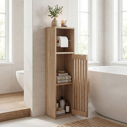 Slim Bathroom Cabinets Freestanding Toilet Paper Holder Stand-Natural