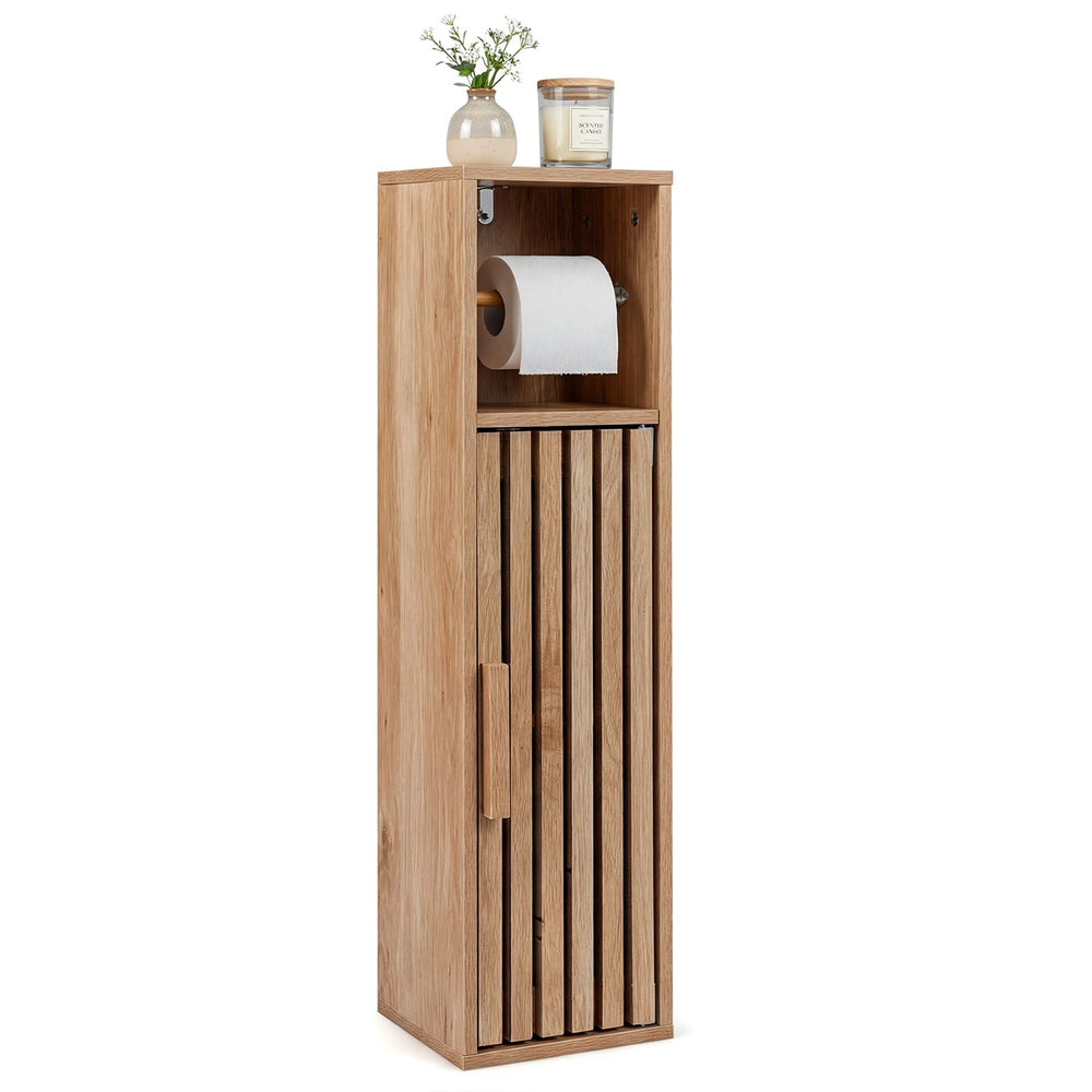 Slim Bathroom Cabinets Freestanding Toilet Paper Holder Stand-Natural