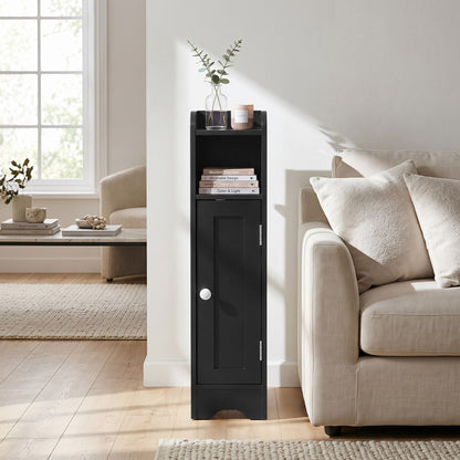 Small Bathroom Storage Cabinet with Door and Adjustable Shelves-Black
