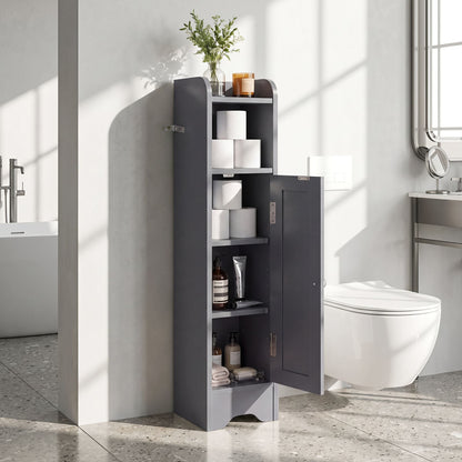 Small Bathroom Storage Cabinet with Door and Adjustable Shelves-Grey