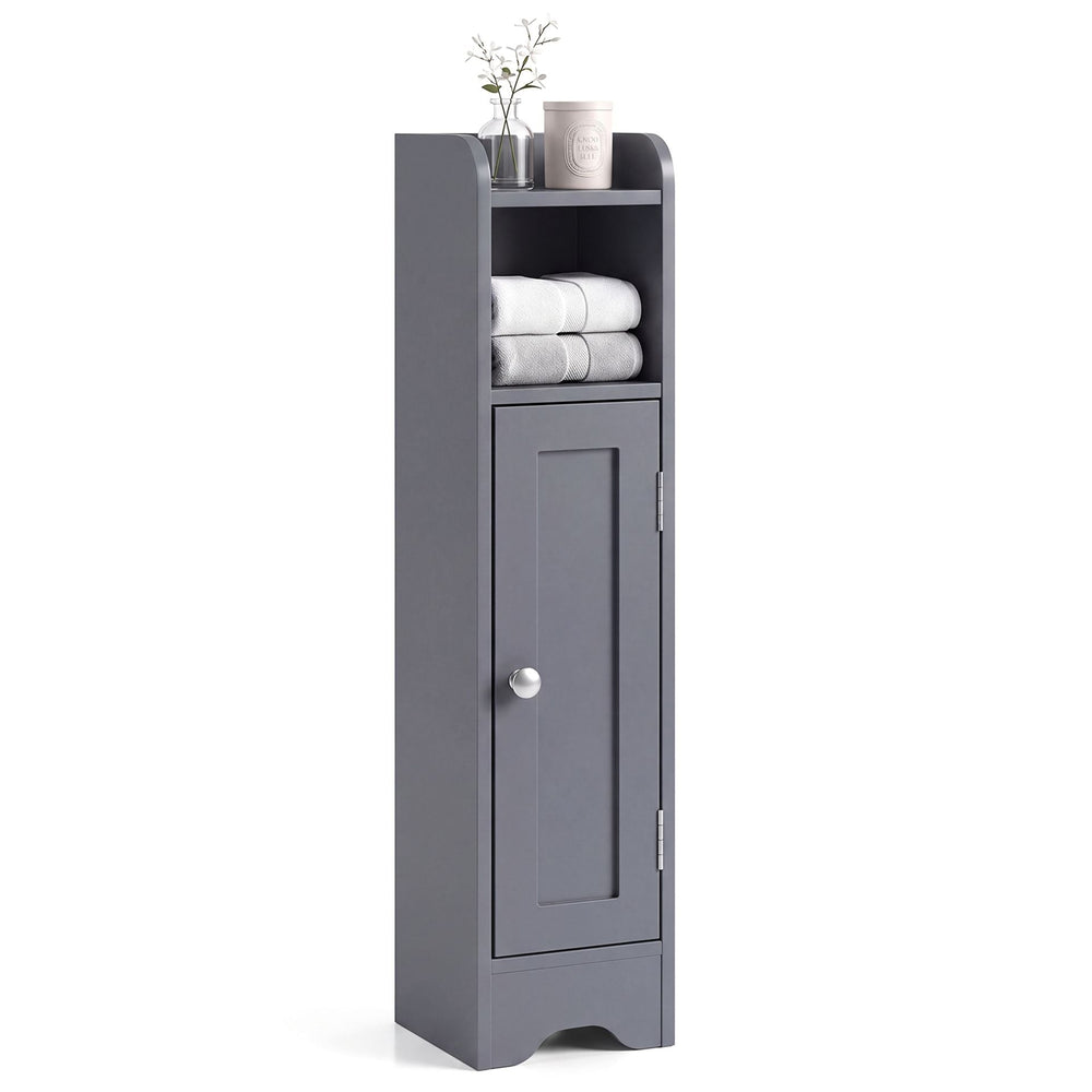 Small Bathroom Storage Cabinet with Door and Adjustable Shelves-Grey
