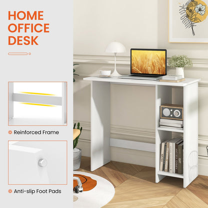 Small Computer Desk with Storage and Adjustable Shelf-White