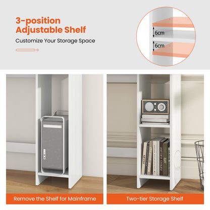 Small Computer Desk with Storage and Adjustable Shelf-White