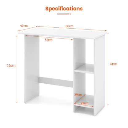 Small Computer Desk with Storage and Adjustable Shelf-White