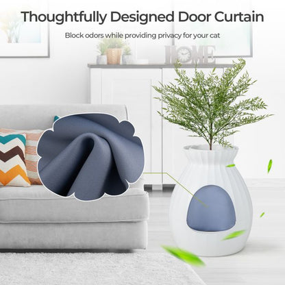 Smart Plant Cat Litter Box with Electronic Odor Removal and Sterilization-White