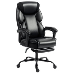 HOMCOM Adjustable Office Chair Reclining Computer Desk Chair with Footrest, Armrest, Casters, Black