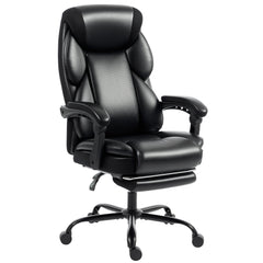 HOMCOM Adjustable Office Chair Reclining Computer Desk Chair with Footrest, Armrest, Casters, Black