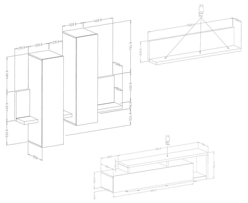 Bota Entertainment Unit For TVs Up To 75"