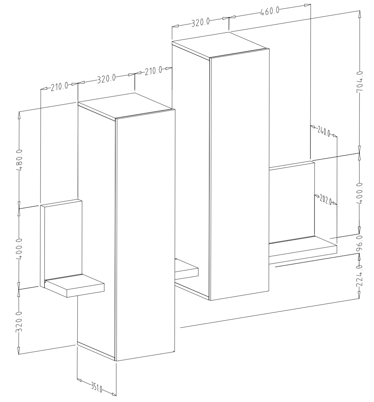 Bota 04 Wall Hung Cabinet 152cm