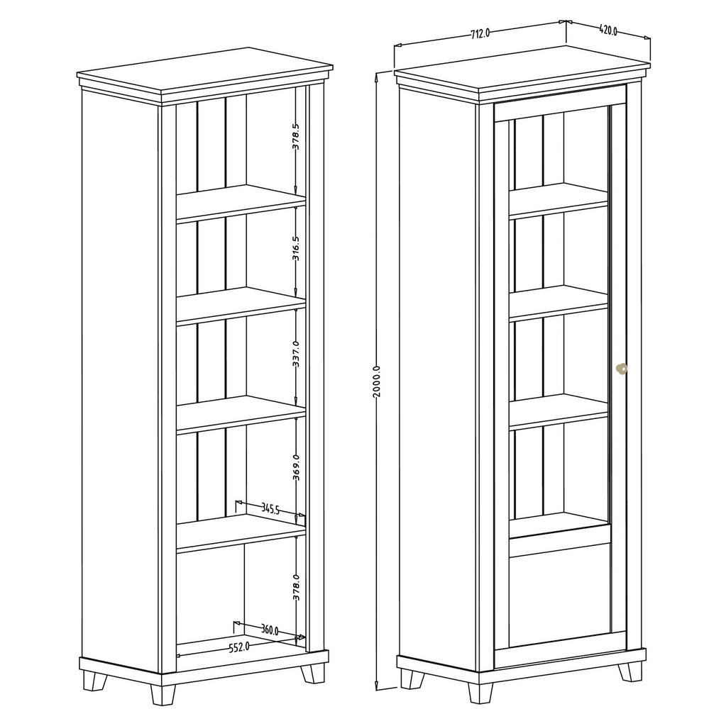 Evora 05 Tall Display Cabinet 71cm