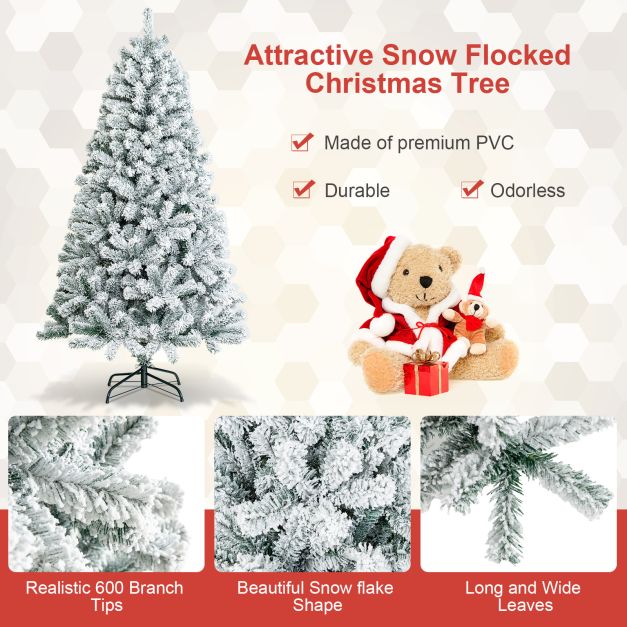 1.8M White Artificial Holiday Christmas Tree with 600 PVC Tips for Christmas Decoration