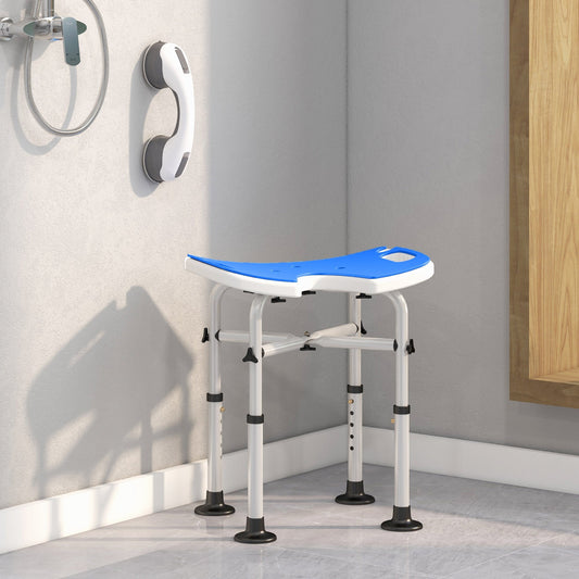 HOMCOM 39-51.5cm 'U' Seat Padded Shower Stool - Dark Blue