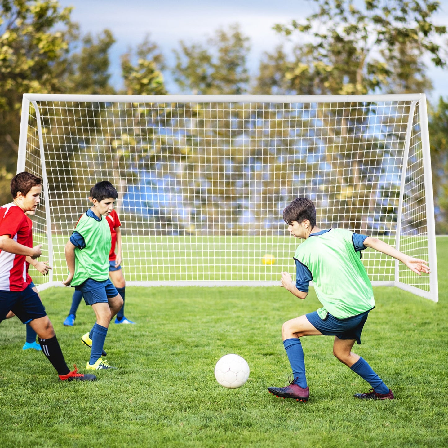 All-Weather Soccer Goal with Strong PVC Frame and High-Strength Netting