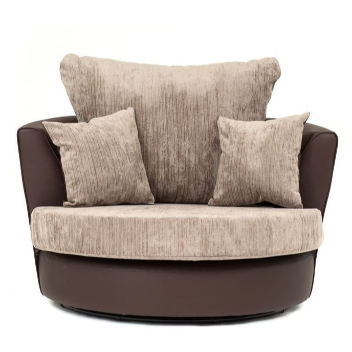 Dylan Chenille Fabric 3 Seater Sofa - Black Grey or Brown Beige