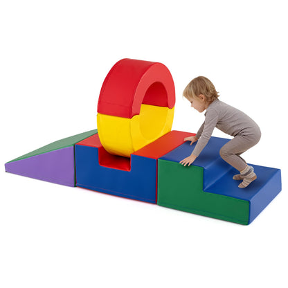 5 Pieces Soft Play Climb and Crawl Playset for 12 Month+ Toddlers-Colourful