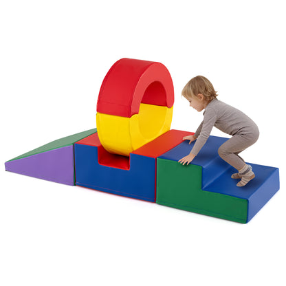 5 Pieces Soft Play Climb and Crawl Playset for 12 Month+ Toddlers-Colourful