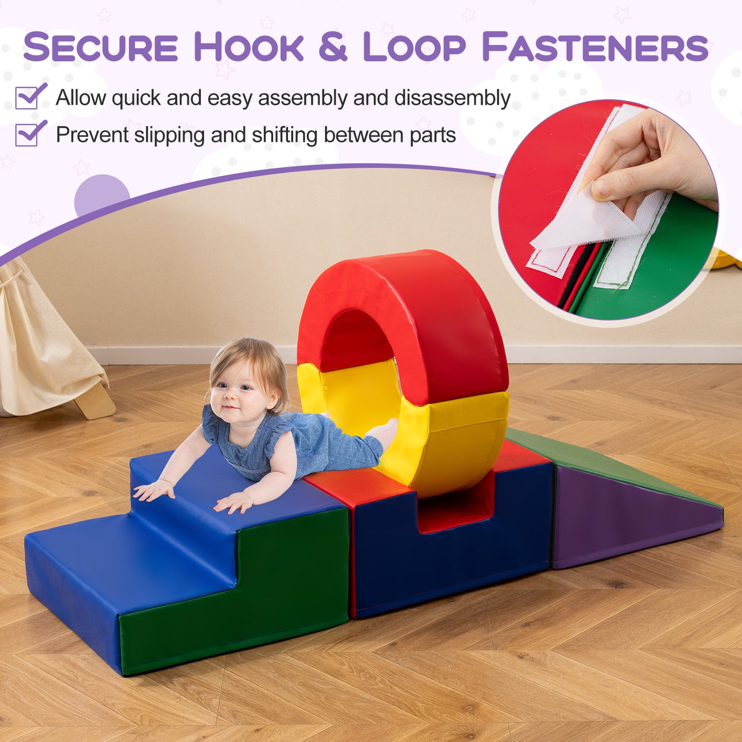 5 Pieces Soft Play Climb and Crawl Playset for 12 Month+ Toddlers-Colourful