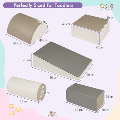 5-Piece Soft Waterproof Kids Climb and Crawl Activity Playset-Grey