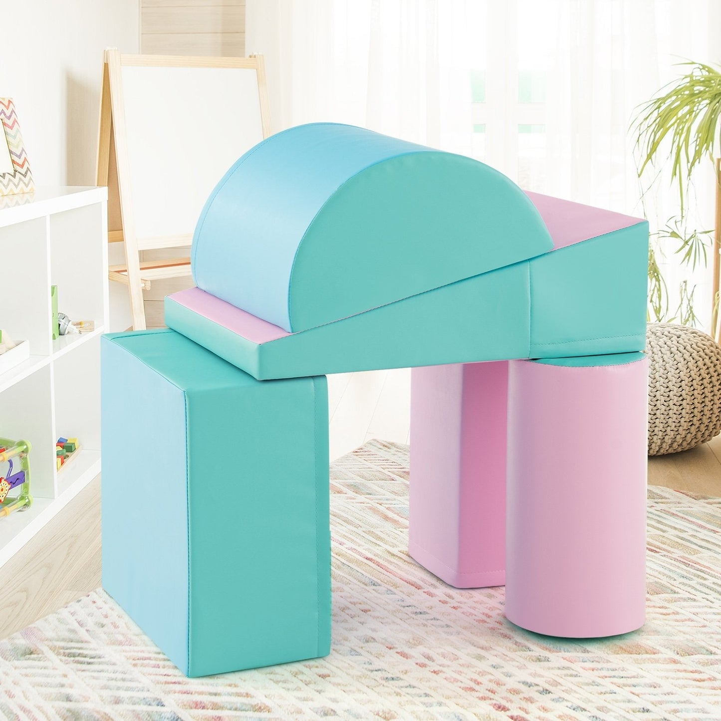 5-Piece Soft Waterproof Kids Climb and Crawl Activity Playset-Green