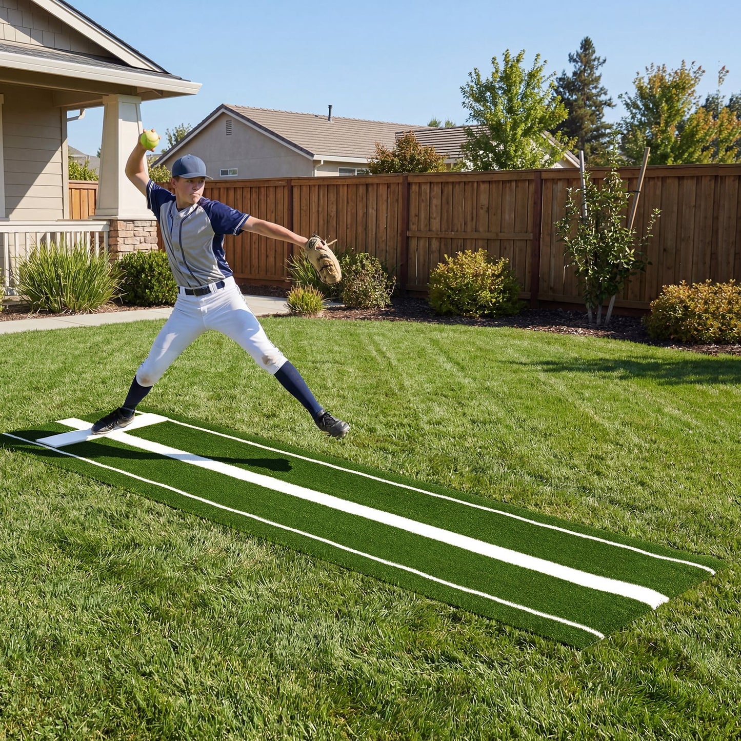 Softball Pitching Mat 10 x 3 FT Softball Training Aid with Pitching Mound-Green
