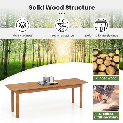 Solid Wood Dining Bench with Rubber Wood Legs
