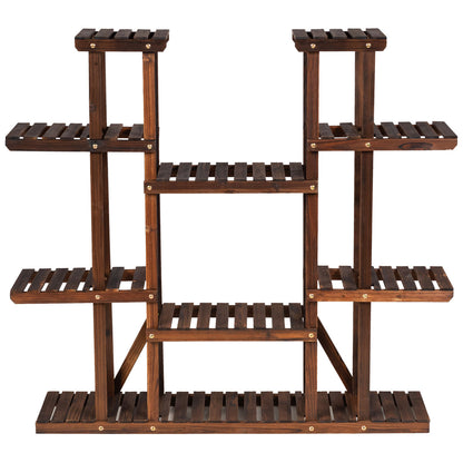 9 Tier Wood Plant Stand for 18 Potted Plants for Indoor and Outdoor