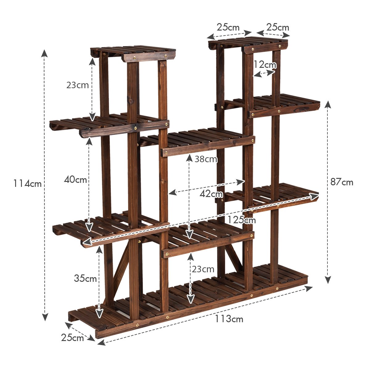 9 Tier Wood Plant Stand for 18 Potted Plants for Indoor and Outdoor