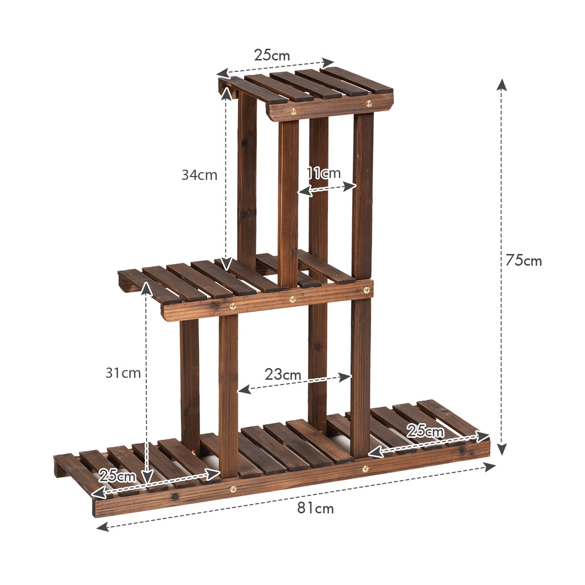 3-Tier Plant Pot Holder for Garden Balcony Patio