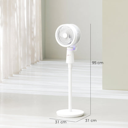 HOMCOM Pedestal Air Circulation Fan with Oscillating, Light Off, White