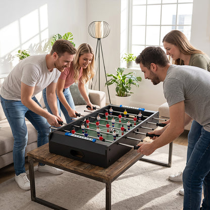 Space Saving Table Football with Durable Handle and 2 Footballs for Adult and Child-Black