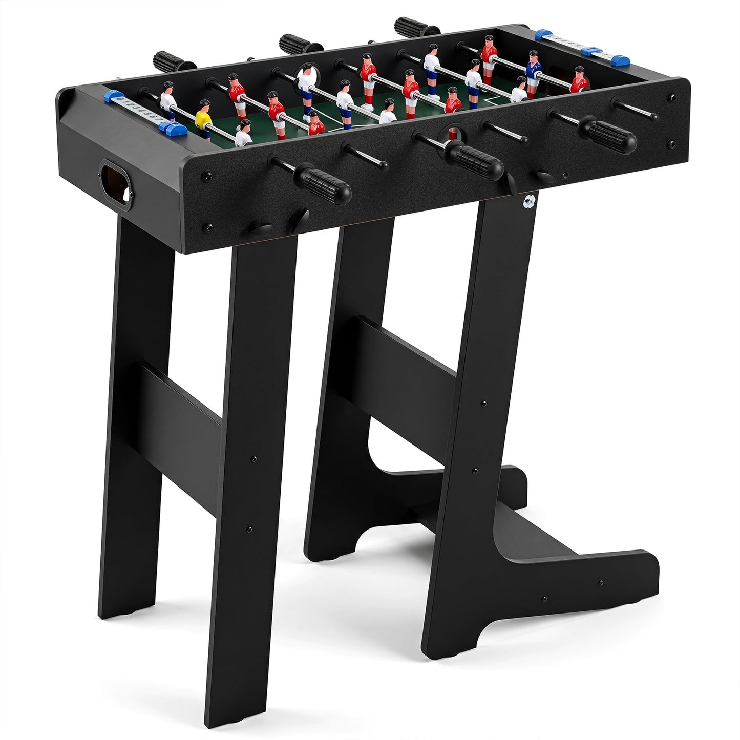 Space Saving Table Football with Durable Handle and 2 Footballs for Adult and Child-Black