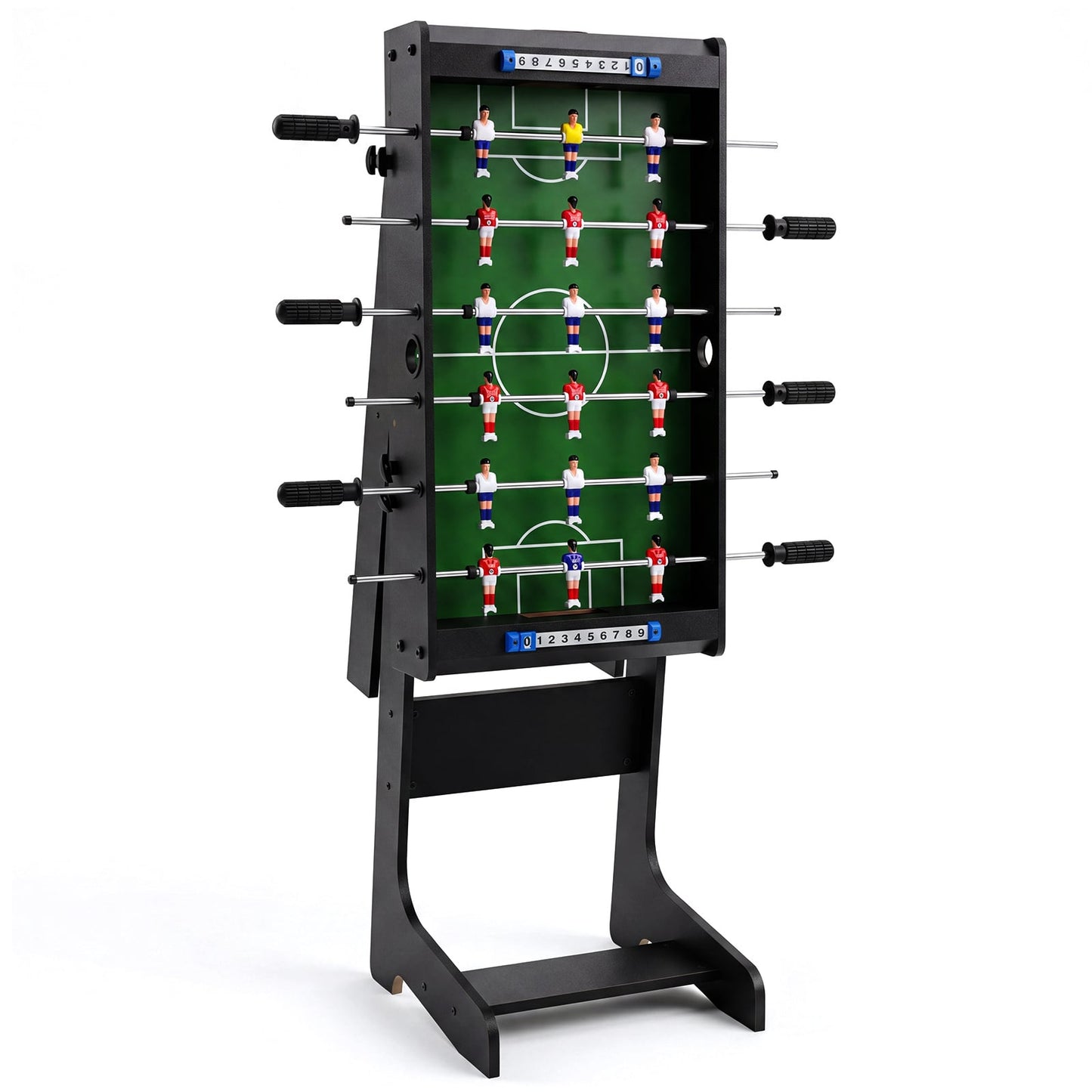 Space Saving Table Football with Durable Handle and 2 Footballs for Adult and Child-Black