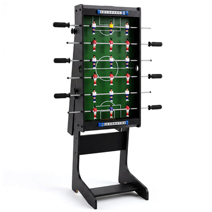Space Saving Table Football with Durable Handle and 2 Footballs for Adult and Child-Black