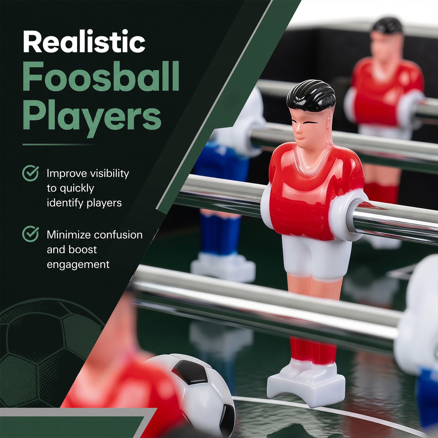 Space Saving Table Football with Durable Handle and 2 Footballs for Adult and Child-Black