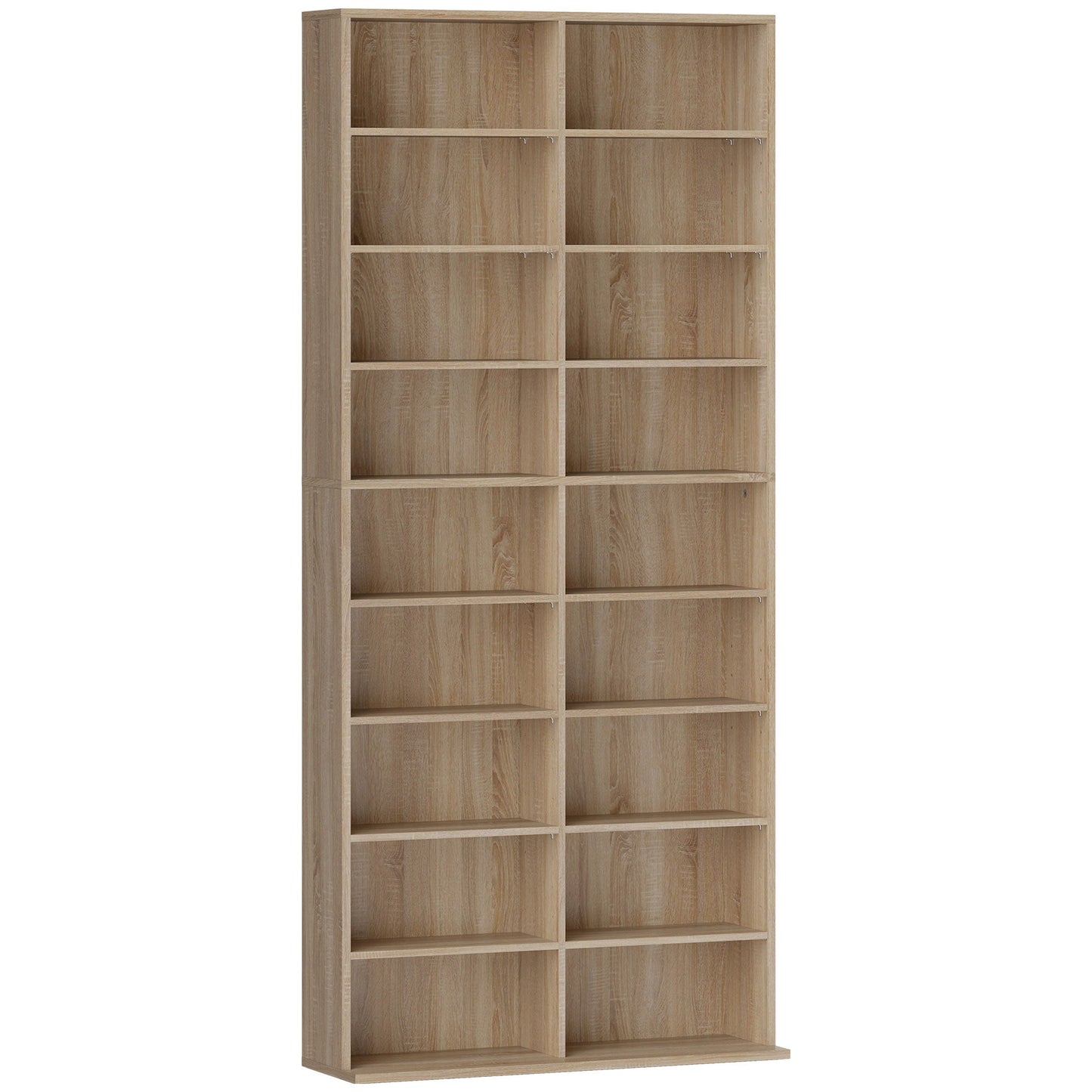 HOMCOM 640 CD Storage Tower - Nature Wood Finish