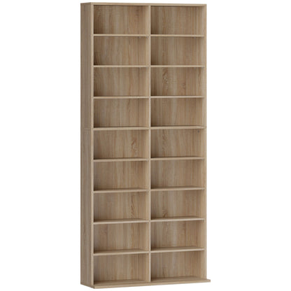 HOMCOM 640 CD Storage Tower - Nature Wood Finish