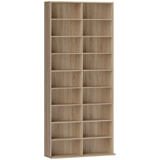HOMCOM 640 CD Storage Tower - Nature Wood Finish