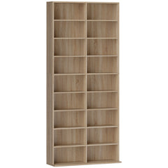 HOMCOM 640 CD Storage Tower - Nature Wood Finish