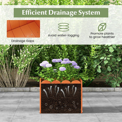 2 Pack Square Planter Box with Drainage Gaps-Orange