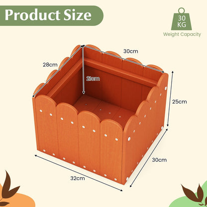 2 Pack Square Planter Box with Drainage Gaps-Orange