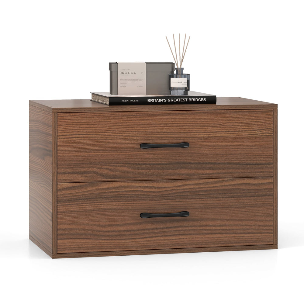Stackable 2-Drawer Dresser with Anti-scratch Pads and Anti-tipping Devices-Walnut