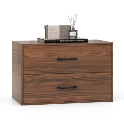 Stackable 2-Drawer Dresser with Anti-scratch Pads and Anti-tipping Devices-Walnut