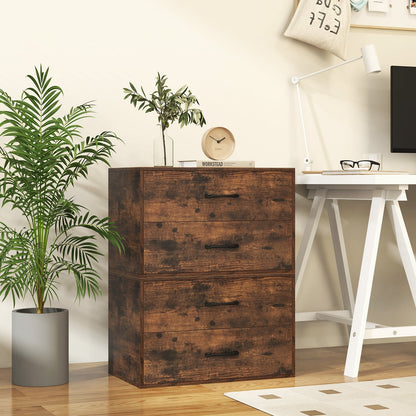 Stackable 2-Drawer Dresser with Anti-scratch Pads and Anti-tipping Devices-Rustic Brown