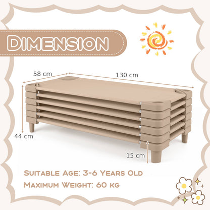 Stackable Kids Nap Cot with Easy Lift Corner for Preschool Boys Girls-Beige