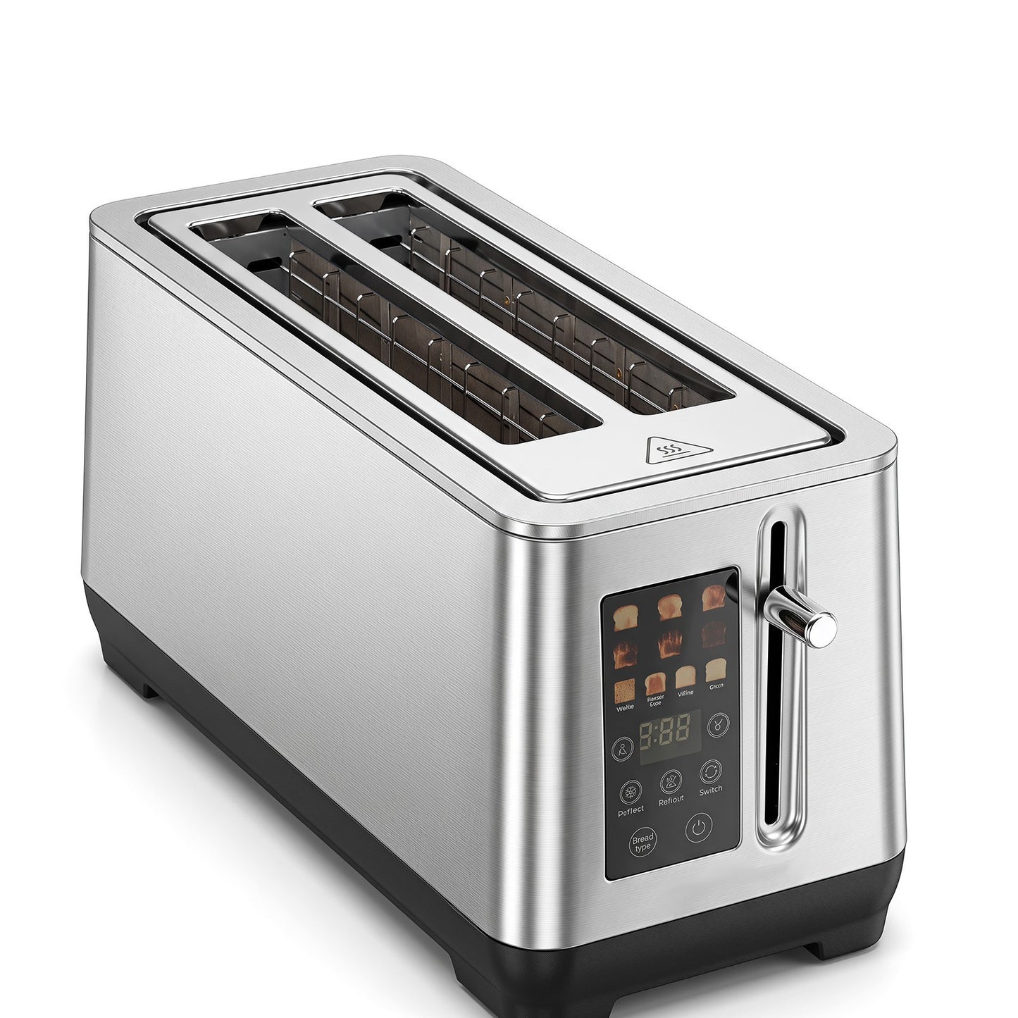Stainless Steel Toaster with 6 Browning Levels and 4 Bread Types-Silver