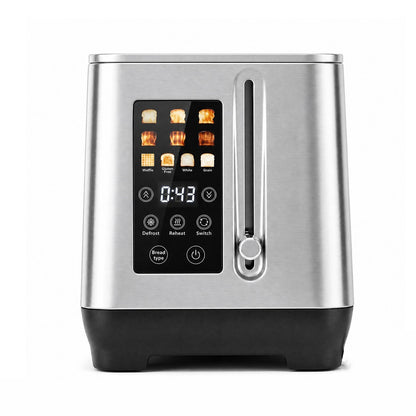 Stainless Steel Toaster with 6 Browning Levels and 4 Bread Types-Silver