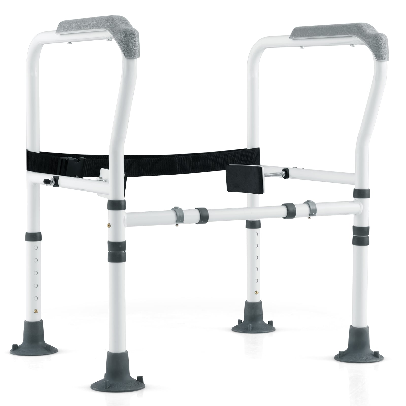 Stand Alone Toilet Safety Frame with Adjustable Height and Width-Grey