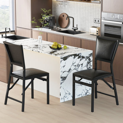 Steel Folding Chair Set of 4 with High Backrest and Steel Frame
